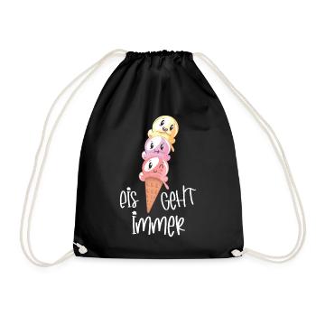 Eiscreme Lover Kawaii "Eis geht immer" - Turnbeutel - Schwarz - Vorne