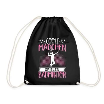 Coole Mädchen Spielen Badminton Geschenk Federball - Turnbeutel - Schwarz - Vorne