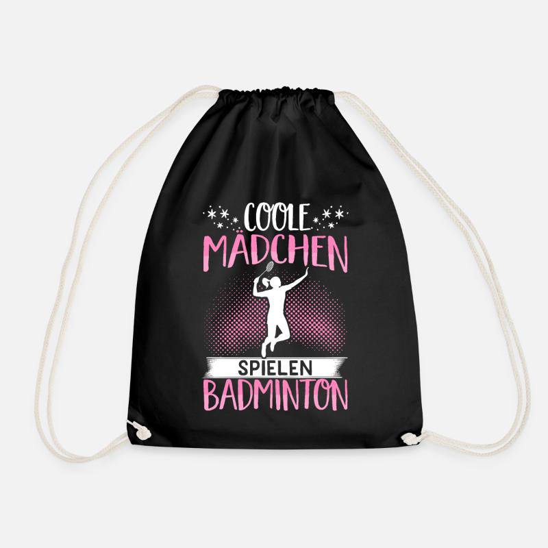 Coole Mädchen Spielen Badminton Geschenk Federball - Turnbeutel - Schwarz