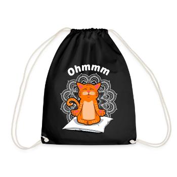 Yoga Cat Meditation Red Cat Hangover Gift - Drawstring Bag - black - Front