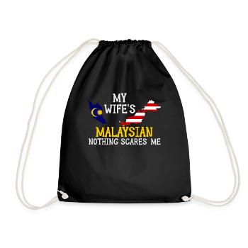 Nothing Scares Me Malaysian Wife Malaysia - Drawstring Bag - black - Front