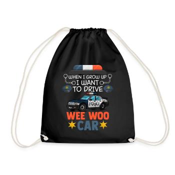 Wee Woo car drives for a future - Drawstring Bag - black - Front