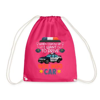 Wee Woo car drives for a future - Drawstring Bag - fuchsia - Front