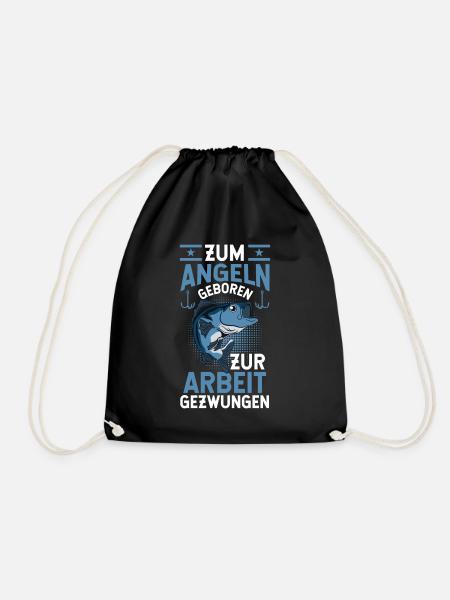 Zum Angeln Geboren zur Arbeit gezwungen - Turnbeutel - Schwarz