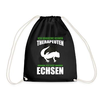 Ich brauche keine Therapeuten ich habe eine Echse - Turnbeutel - Schwarz - Vorne