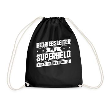 Beruf & Arbeit | Betriebsleiter Superheld - Turnbeutel - Schwarz - Vorne