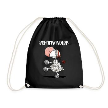 Schlafwandler Schaf mit Schafwandler Wortspiel - Turnbeutel - Schwarz - Vorne