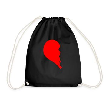 Herz Hälfte Pärchen Couple Geschenk - Turnbeutel - Schwarz - Vorne