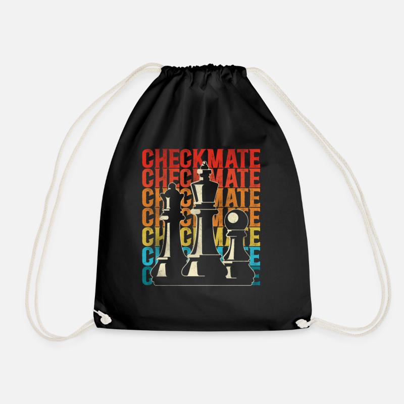 Chess Player Chess Piece Vintage - Drawstring Bag - black
