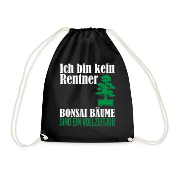 Rentner Ruhestand Bonsai Baum Spruch Geschenk - Turnbeutel - Schwarz - Vorne