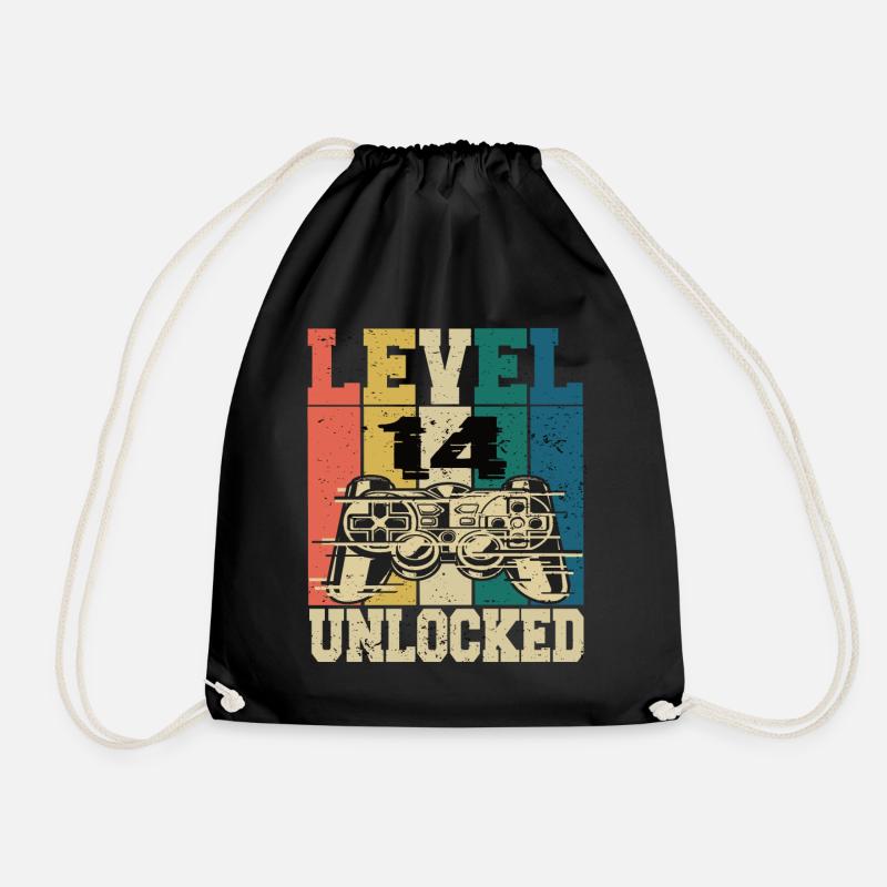 Level 14 Unlocked - Drawstring Bag - black