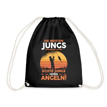 Angler Fischer Mädchen Angeln - Turnbeutel - Schwarz - Vorne
