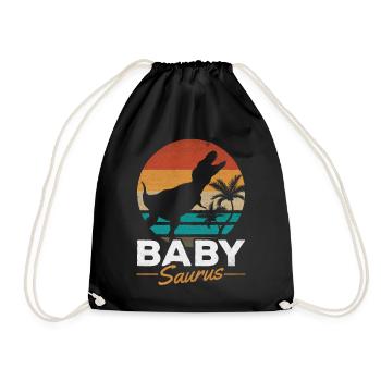 BabySaurus Rex Dinosaurier Baby Dino - Turnbeutel - Schwarz - Vorne