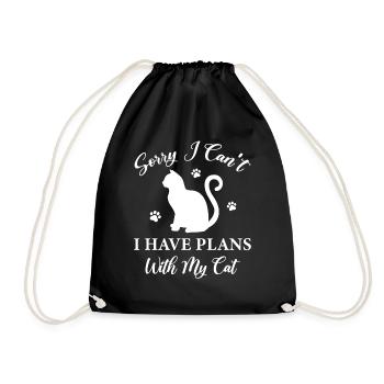 Sorry I Have Plans With My Cat - Cat Lady - Drawstring Bag - black - Front