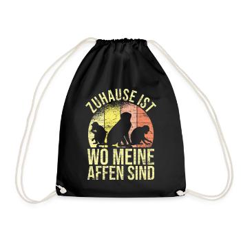 Zuhause ist wo meine Affen sind Affe Zoo - Turnbeutel - Schwarz - Vorne
