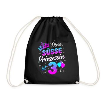 3. Geburtstag Mädchen 3 Jahre Prinzessin - Turnbeutel - Schwarz - Vorne