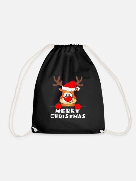 Frohe Weihnachten Rentier Santa Weihnachten - Turnbeutel - Schwarz