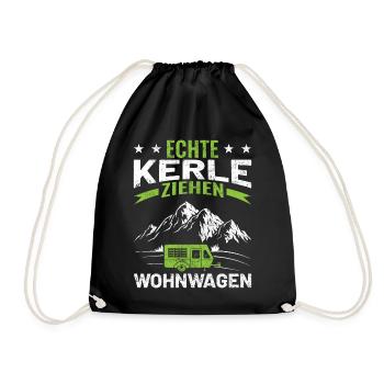Echte Kerle ziehen Wohnwagen - Turnbeutel - Schwarz - Vorne