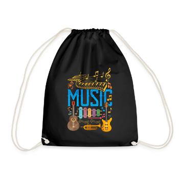 Colorful Music Instrument Collage | Music Love - Drawstring Bag - black - Front