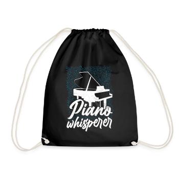 Piano Teacher Pianist Music Notes - Drawstring Bag - black - Front