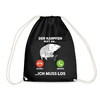 Angeln Angler Karpfen Fischer - Turnbeutel - Schwarz - Vorne