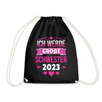 Bald Große Schwester 2023 - Turnbeutel - Schwarz - Vorne