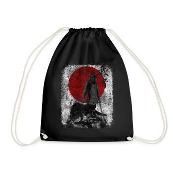 japanischer Samurai Wolf Art Krieger Bushido Martial - Turnbeutel - Schwarz - Vorne