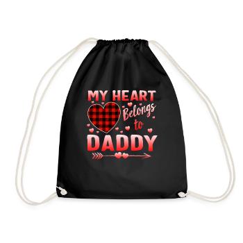 Mein Herz gehört Papa, Lustiger Papa Valentines - Turnbeutel - Schwarz - Vorne