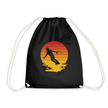 Waterskiing Waterskier Wakeboard Gift - Drawstring Bag - black - Front