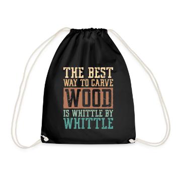 Wood Carving Whittling - Drawstring Bag - black - Front