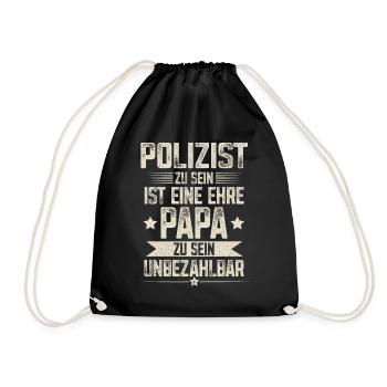 Papa Polizist Vater Vatertag - Turnbeutel - Schwarz - Vorne