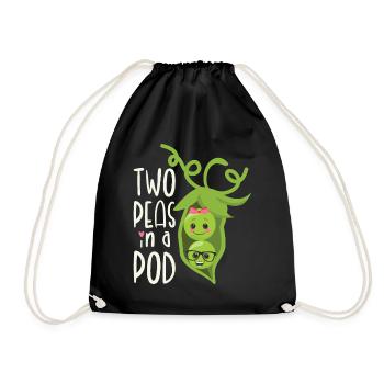 Two Peas in a Pod Valentines Day In Love - Drawstring Bag - black - Front
