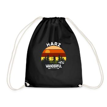 Harz Wandern Wanderung Wanderful Vintage - Turnbeutel - Schwarz - Vorne