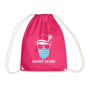 Basst Scho Bayern bayrischer Dialekt - Turnbeutel - Fuchsia - Vorne