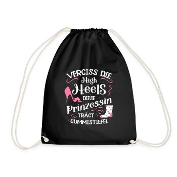 Vergiss High Heels Prinzessin Trägt Gummistiefel - Turnbeutel - Schwarz - Vorne