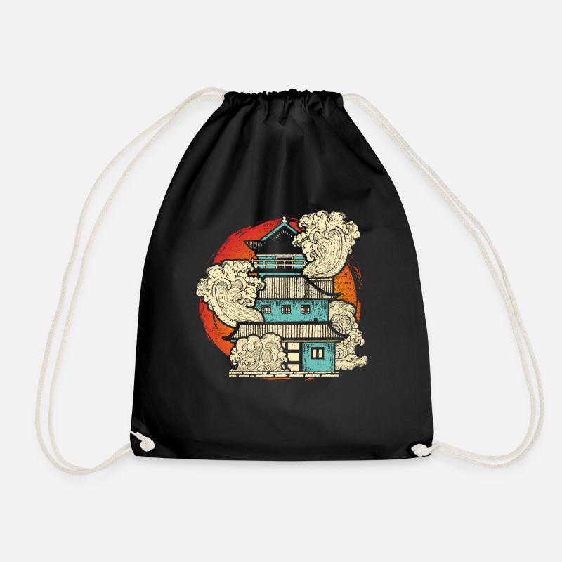 Japanese Art - Drawstring Bag - black