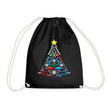 Weihnachtsbaum Handwerker Christbaum Mechaniker - Turnbeutel - Schwarz - Vorne