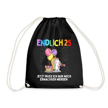 25. Geburtstag 25 Jahre Damen Herren Spruch - Turnbeutel - Schwarz - Vorne