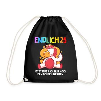 25. Geburtstag 25 Jahre Damen Herren Spruch - Turnbeutel - Schwarz - Vorne