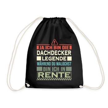 dachdecker rentner mit stil roofer dach decken - Turnbeutel - Schwarz - Vorne