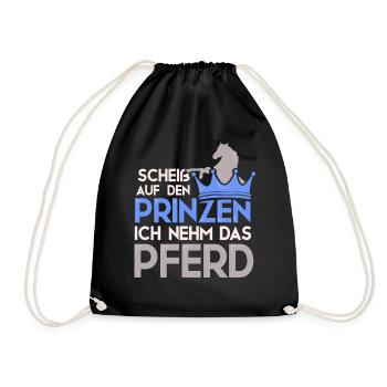 Scheiß auf den Prinzen ich nehm das Pferd - Turnbeutel - Schwarz - Vorne