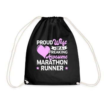 Laufen Joggen Marathon Läuferin Ehefrau - Turnbeutel - Schwarz - Vorne