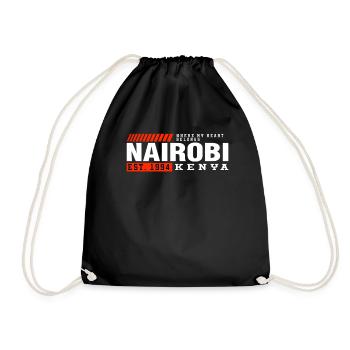 Unique Kenya Gift Idea - Turnbeutel - Schwarz - Vorne