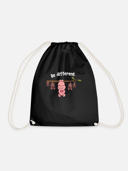 Be Different Sei Anders Schwein mit Fledermäusen - Turnbeutel - Schwarz