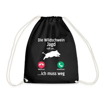 Jäger Wildschweinjäger Jagd - Turnbeutel - Schwarz - Vorne