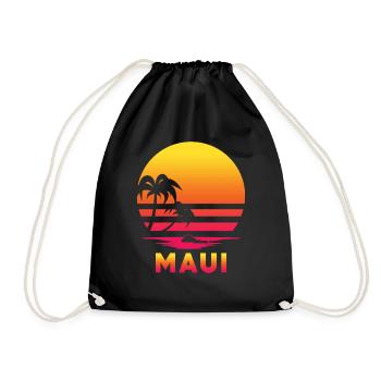 Maui Retro Beach - Drawstring Bag - black - Front