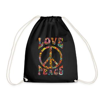 Love Peace Zeichen Hippie - Turnbeutel - Schwarz - Vorne