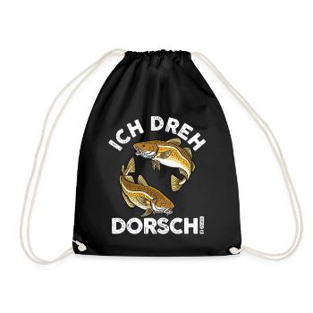 Angeln Angler Dorsch Fischer - Turnbeutel - Schwarz - Vorne