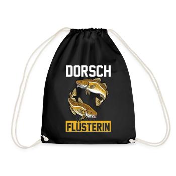 Angeln Anglerin Dorsch Fischer - Turnbeutel - Schwarz - Vorne