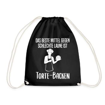 Torte Backen Torten Bäckerin Spruch Geschenk - Turnbeutel - Schwarz - Vorne